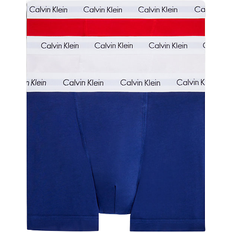 Calvin Klein Homme Sous-vêtements Calvin Klein Cotton Stretch Trunks 3-pack - White/Red Ginger/Pyro Blue