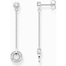 Thomas Sabo Circle Crystal Drop Earrings, Silver, Women