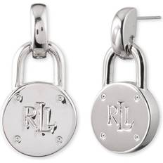 Silver Padlock Drop Earrings