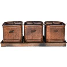 Set of 3 Herb Hampton Outdoor Planters with Tray Copper