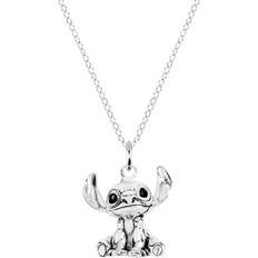 Necklaces Disney Lilo & Stitch Womens Sterling Silver Necklace 3D Pendant Stitch Necklace with 18-inch Chain Jewelry for Women