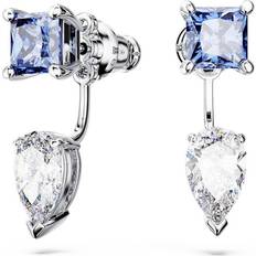 Women Earrings Swarovski Mesmera Mixed cuts Blue Rhodium Plated Detachable Jacket Earrings 5665767