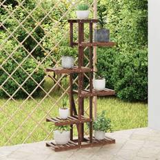 vidaXL Soporte Para Flores De Madera Maciza Abeto 75x25x140,5 cm - Marrón
