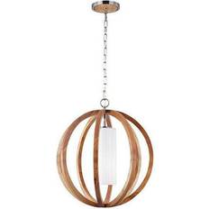 Elstead Lighting Industrial Nordica Allier Legno Chiaro Acciaio 1 Luce E27 D52 cm Lampada a Sospensione