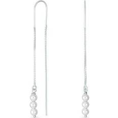 Timantti Korvakorut Bling Jewelry Faux White Pearl Threader Earrings .925 Silver Chain U Hook Wire