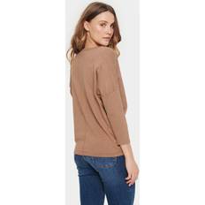 Saint Tropez Round-Neck Knitwear Casual R-Neck Pullover Sweater - Beige