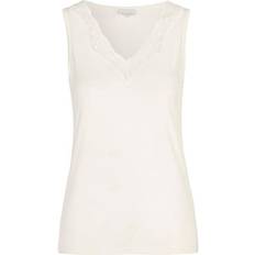 Dam - Linne Linnen Damella Bamboo Lace Tank Top White