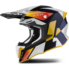 White Motorcycle Helmets Airoh Twist 2.0 Lift Blue Orange