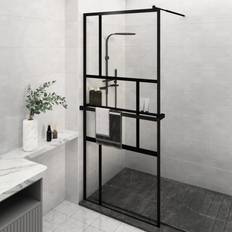 Pareti Doccia vidaXL Parete Doccia Walk In Mensola Nera 90 x 195 cm Vetro ESG Alluminiocod Mxl 78413