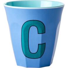 Machine Washable Cups Rice Melamin Cup Medium Letter C 30 cl Dusty Blue