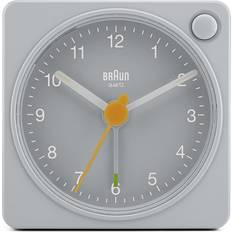 Alarm Clocks Braun Classic Travel Analogue Alarm Clock with Snooze and Light, Compact Size, Quiet Quartz Movement, Crescendo Beep Alarm in Grey, Model BC02XG