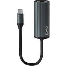 Savio Adapter USB-C 3.1 Gen.1 M to RJ-45 Gigabit Ethernet F 1000 Mbps AK-56 grey