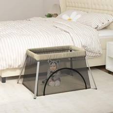 Accessoires de lit vidaXL Bébé Avec Matelas 2 En 1 Taupe Tissu De Lin