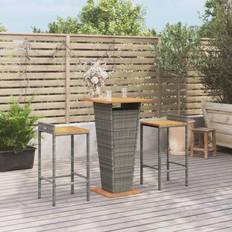 Footrest Outdoor Bar Sets Garden & Outdoor Furniture vidaXL 3 Poly Rattan&Solid Outdoor Bar Set