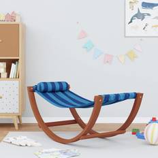 Blu Divani e Panche da Esterno vidaXL Amaca A Dondolo Per Bambini A Righe Blu In Tessuto - Multicolore