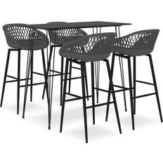 Schwarz Bargruppen vidaXL 5-tlg Bar-Set Schwarz und Grau Bargruppe