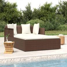 Arredamento da Giardino e per Esterni vidaXL Lettino Con Cuscini Marrone 182x118x63 cm in Polyrattan