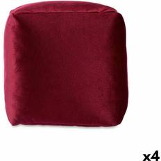 Rojo Pufs Gift Decor Puff Terciopelo Granate 30 x 30 x 30 cm 4 Unidades Puf