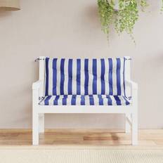 Textiel vidaXL Tuinbankkussens 2 st Gestreept 100x50x7 cm Stof with Blauw