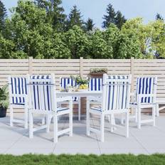 Tessili vidaXL Cuscini Schienale Basso 6 pz Strisce Bianche e Blu Tessutocod MXL 70406 Cuscino per sedia Bianco