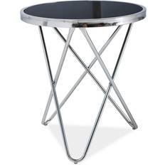 Fabina Sidebord 45 cm Rundt Glas Sort Sølv Bakkebord Småbord