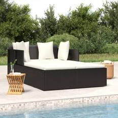 Rattan Sintetico Lettini solari vidaXL Lettino Con Cuscini Nero 182x118x63 cm In Polyrattan