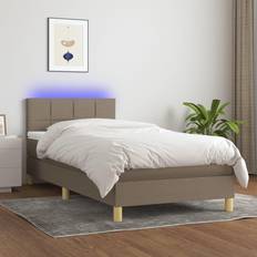 Senge & Madrasser vidaXL med LED-lys stof gråbrun Kontinentalseng