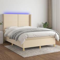 Senge & Madrasser vidaXL LED-lys stof cremefarvet Kontinentalseng