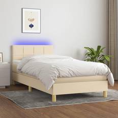 Senge & Madrasser vidaXL LED-lys stof cremefarvet Kontinentalseng
