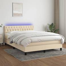 Senge & Madrasser vidaXL LED-lys stof cremefarvet Kontinentalseng