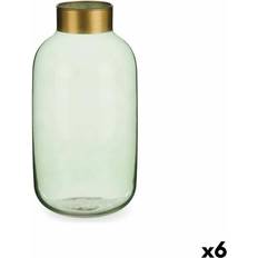 Elegant Green and Gold Glass 14.5 x 29.5 x 14.5 cm