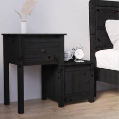 vidaXL Svart 2 Stk 79,5 x 38 x 65,5 Heltre Furu Nattbord