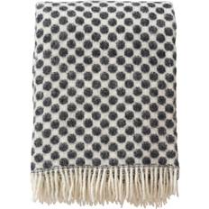 Klippan Yllefabrik Gotland Dots Uldplaid 130x200 cm Hvid/Sort Tæppe Hvid, Sort (200x130cm)