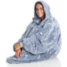 Tæppe hoodie Kangurone Glow Hoodie Plaid til Voksne Tæppe