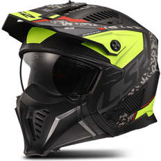 LS2 OF606 Drifter Devor Helmet - Matt Black/Neon-Yellow Man