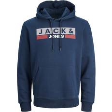 Jack & Jones Plus Size Logo Hoodie Navy Blazer/Print