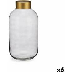 Grey Vases Gift Decor Elegant Grey and Gold Glass 14.5 x 29.5 x 14.5 cm Vase