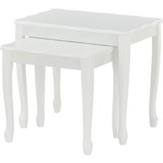 MDF Satsbord HAKU Möbel Sidobord Set Om 2 Vit Massivt Trä 43/56 cm x 41/48 cm x D 32/36 cm Satsbord