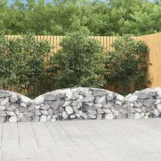 Argent Paniers gabion vidaXL Panier De Gabions Arqué Cage À Gabion Patio Extérieur 200x30x40/60 cm