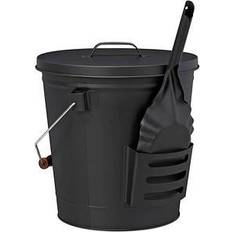 Relaxdays Ash Bucket with Lid and Shovel 19 L Black