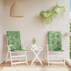 Textiel vidaXL Stoelkussens 2 St Hoge Rug Bladpatroon Stof