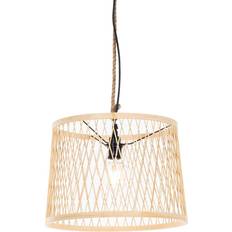 QAZQA Landlig Udendørs Hængelampe Rattan 40 cm Pendel