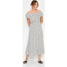 LTS tall white polka dot bardot frill maxi dress