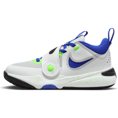 Nike team hustle d11 Nike Team Hustle D11 Boys 10.5-3 Basketball Shoes in White/Blue/Green Little Kid