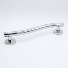 Silver Shower Stools Polished Curled Grab Rail