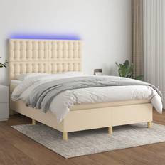 Senge & Madrasser vidaXL LED-lys stof cremefarvet Kontinentalseng