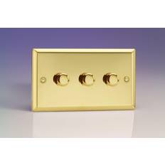 Drivers Varilight JVDP303 Victorian Polished Brass 3 Gang 2-Way Push On/Off LED Dimmer 0-120W V-Pro