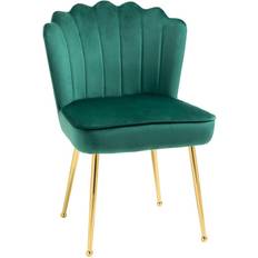 Green Chairs Homcom Velvet-Feel Shell Lounge Chair 88cm