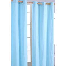 Homescapes 117cm Drop 137 Plain Cotton Eyelet Curtains