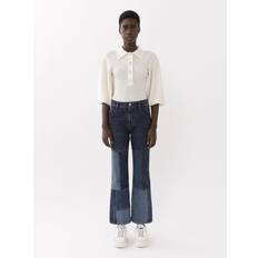 Chloé Cropped Patchwork High-Rise Flared Jeans - Blue
